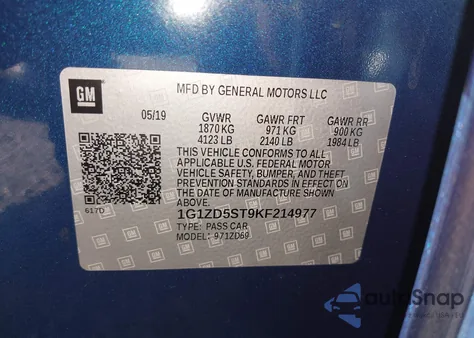 2019 Chevrolet Malibu Lt z USA, uszkodzony, nr VIN 1G1ZD5ST9KF214977